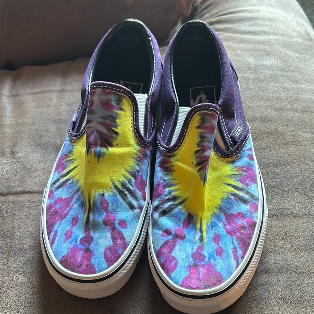 Vans Purple and Yellow Sneakers Vibrant Slip-On Style